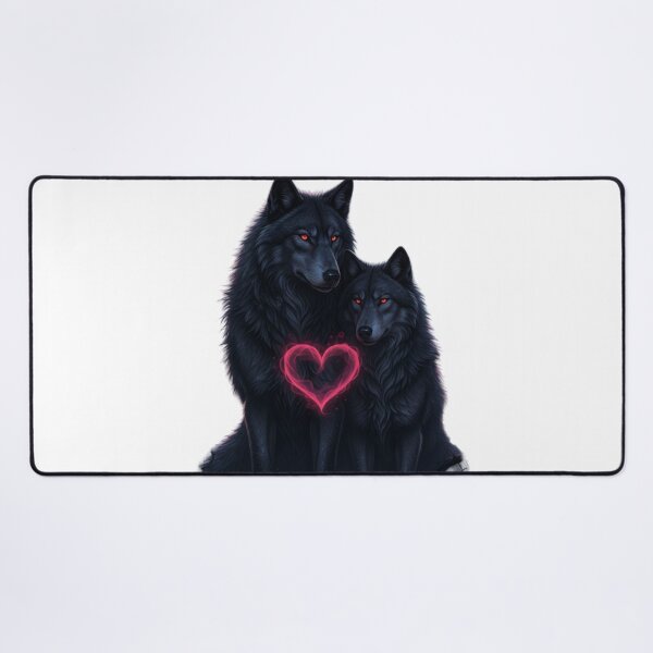 Item preview, Dark Fantasy Wolf Couple in Love – Gothic Valentine Wildlife Art designed and sold by NeoTeeFusion.