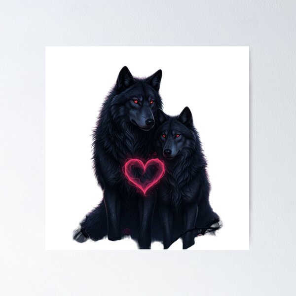 Item preview, Dark Fantasy Wolf Couple in Love – Gothic Valentine Wildlife Art designed and sold by NeoTeeFusion.