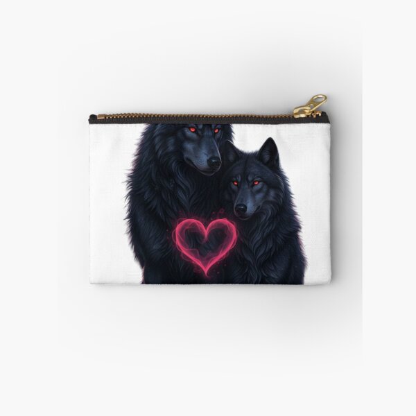 Item preview, Dark Fantasy Wolf Couple in Love – Gothic Valentine Wildlife Art designed and sold by NeoTeeFusion.