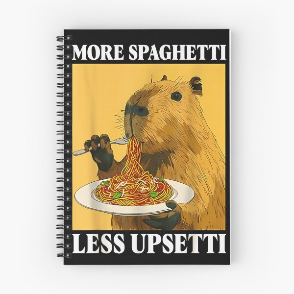 Item preview, More Spaghetti Less Upsetti Funny Capybara Eating Pasta Meme Art Design designed and sold by Phil Ben.
