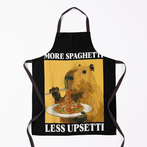 Item preview, More Spaghetti Less Upsetti Funny Capybara Eating Pasta Meme Art Design designed and sold by Phil Ben.