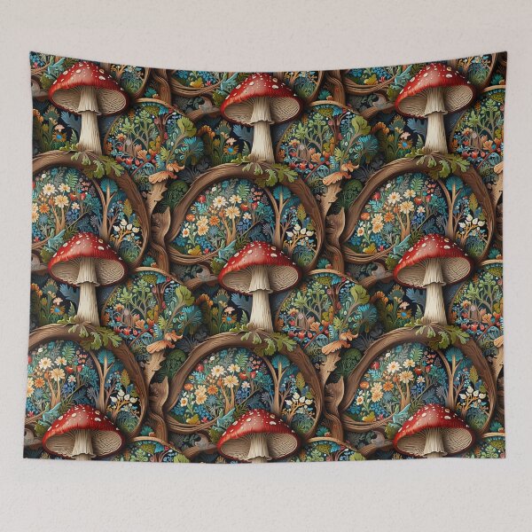 Item preview, Bohemian retro mushroom fungi pattern designed and sold by hollycooper.