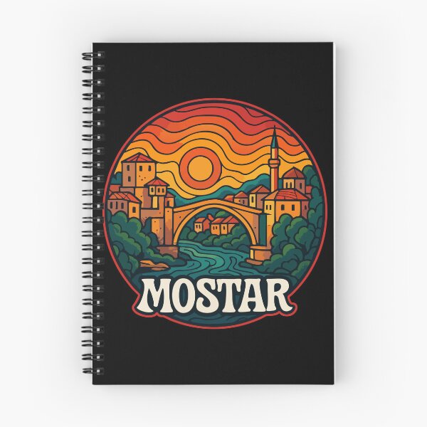 Item preview, Mostar Bosnia And Herzegovina Retro Trippy Art designed and sold by TomFrontierArt.