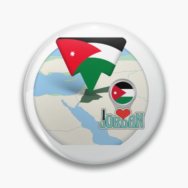 Item preview, Jordan Location Pin – I Love Jordan Map & Flag Design designed and sold by GoldenSparkleShop.