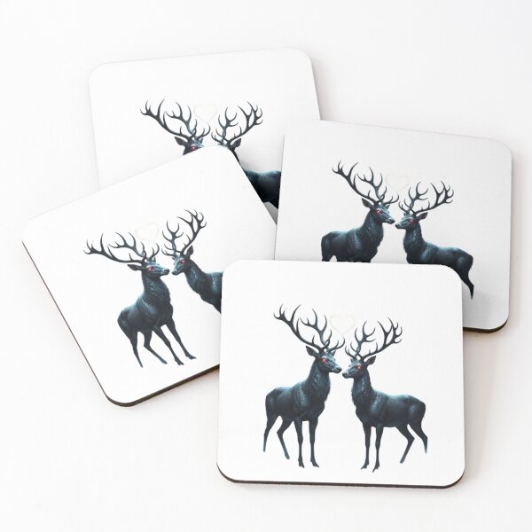 Item preview, Dark Fantasy Deer Couple in Love – Gothic Valentine Wildlife Art designed and sold by NeoTeeFusion.