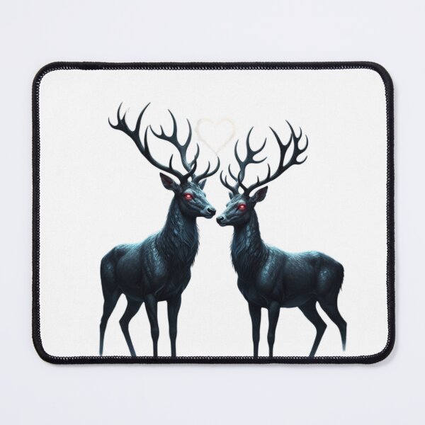 Item preview, Dark Fantasy Deer Couple in Love – Gothic Valentine Wildlife Art designed and sold by NeoTeeFusion.