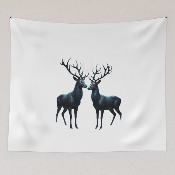 Item preview, Dark Fantasy Deer Couple in Love – Gothic Valentine Wildlife Art designed and sold by NeoTeeFusion.