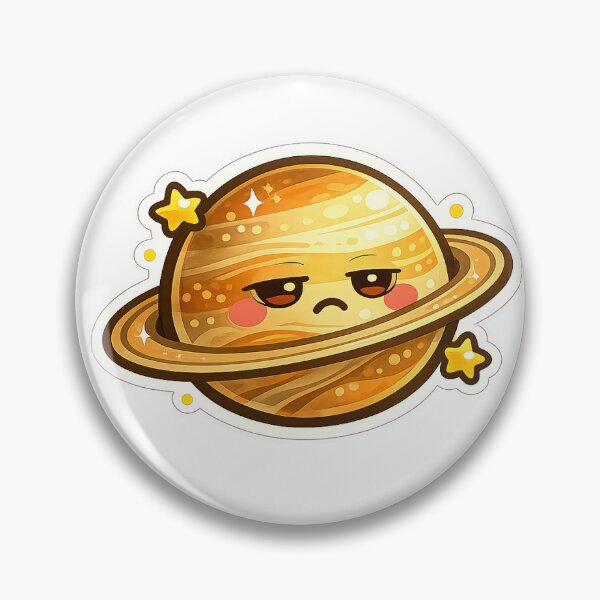 Item preview, Grumpy Saturn Sticker – Tired Ringed Planet Space Vibes designed and sold by SnugglePod Studio.