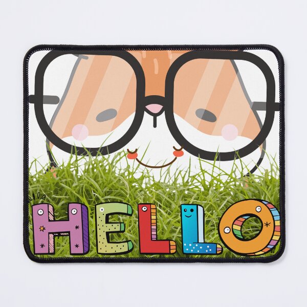 Item preview, Cute Hamster With Glasses Saying Hello – Kawaii Animal Greeting Design designed and sold by GoldenSparkleShop.