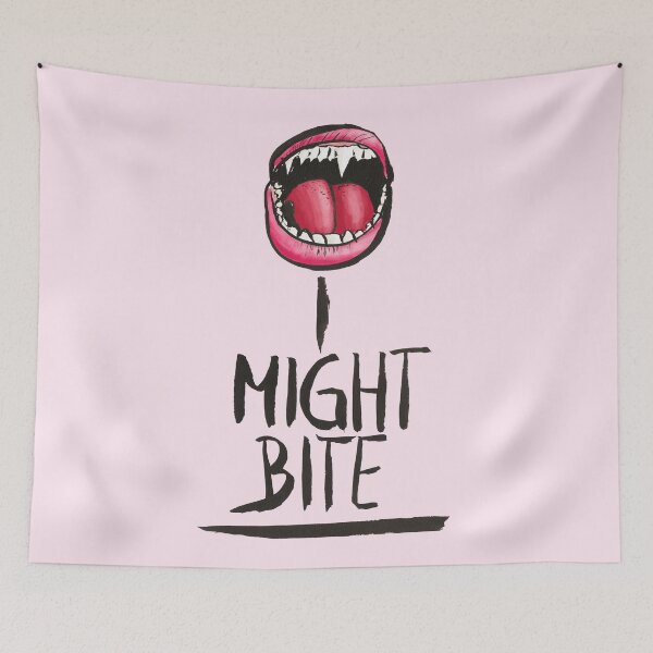 Item preview, I might bite vampire teeth open mouth with handlettering designed and sold by Marlene Wagenhofer.