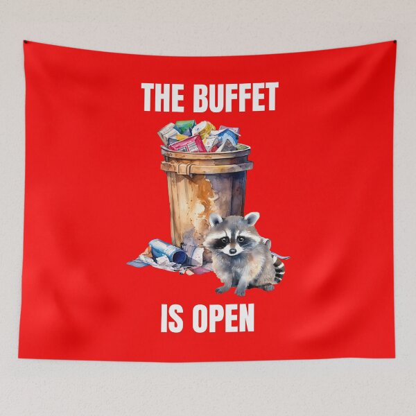 Item preview, Funny Raccoon Buffet Meal Hungry Cute Trash Panda Dinner Food Feast designed and sold by DogLover332.