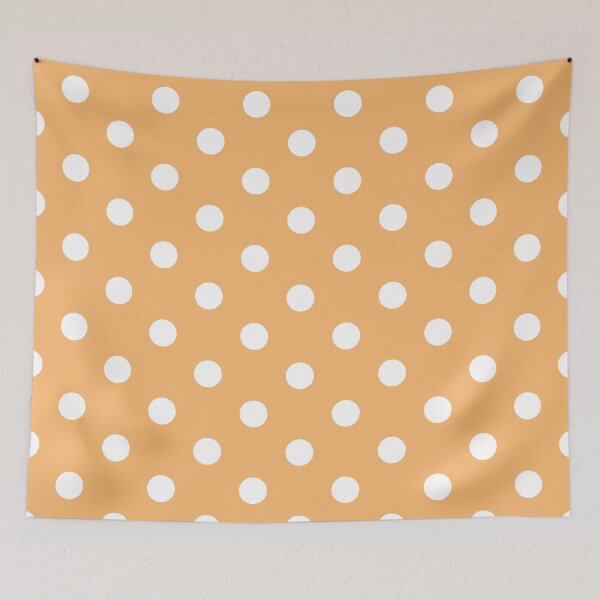 Item preview, White polka dots on orange background designed and sold by RishabhArts1.