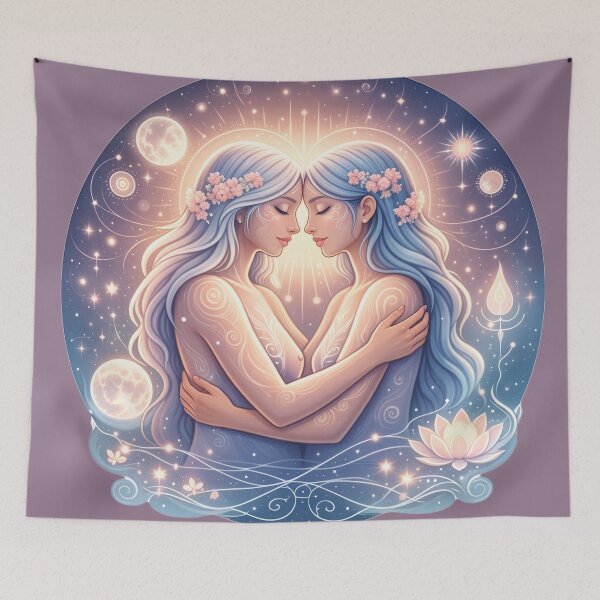 Item preview, Sapphic Twin Souls - Gemini Cosmic Lovers  designed and sold by FriskyLemur.