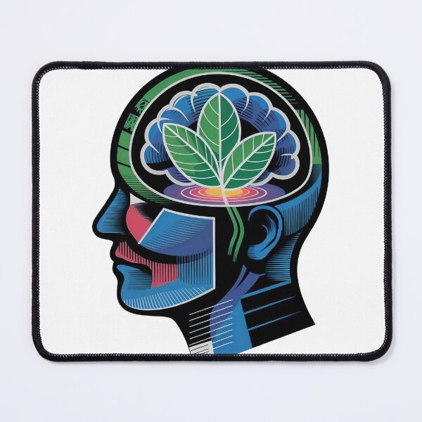 Item preview, Vibrant illustration of a human head with a green leaf growing inside the brain designed and sold by Creative88Art.