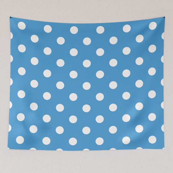Item preview, White polka dots on blue background designed and sold by RishabhArts1.
