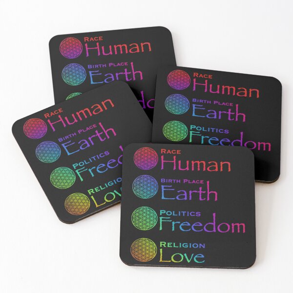 Item preview, Peace | love | kindness | Race-HUMAN, Birthplace-EARTH, Politics -FREEDOM, Religion-Love, be kind - flower of life designed and sold by hollycooper.