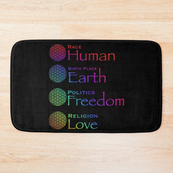 Item preview, Peace | love | kindness | Race-HUMAN, Birthplace-EARTH, Politics -FREEDOM, Religion-Love, be kind - flower of life designed and sold by hollycooper.