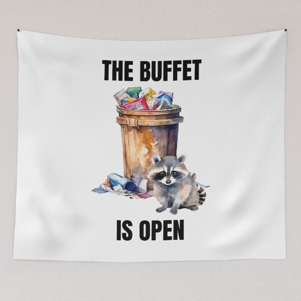 Item preview, Funny Raccoon Buffet Meal Hungry Cute Trash Panda Dinner Food Feast designed and sold by DogLover332.