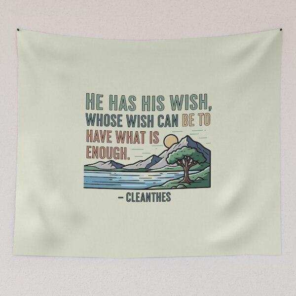 Item preview, He Has His Wish – Daily Stoic Quote by Cleanthes, Simple Living & Nature Illustration designed and sold by artbibun.