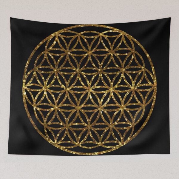 Item preview, Golden Sparkling flower of life, zen life, scared geometry  designed and sold by hollycooper.