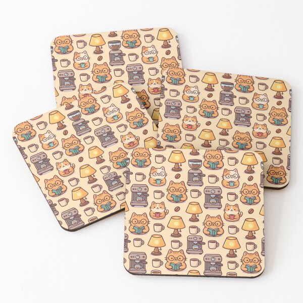 Item preview, Barista Cat & Books Seamless Pattern - Coffee Lover Library Decor designed and sold by HappySproutArt.