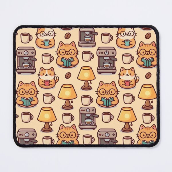 Item preview, Barista Cat & Books Seamless Pattern - Coffee Lover Library Decor designed and sold by HappySproutArt.