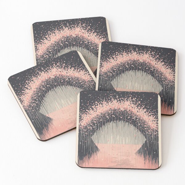 Item preview, Abstract Ukiyo-e Cherry Blossom Ghost Bridge Japanese Watercolor Art designed and sold by Vandy Fullam.