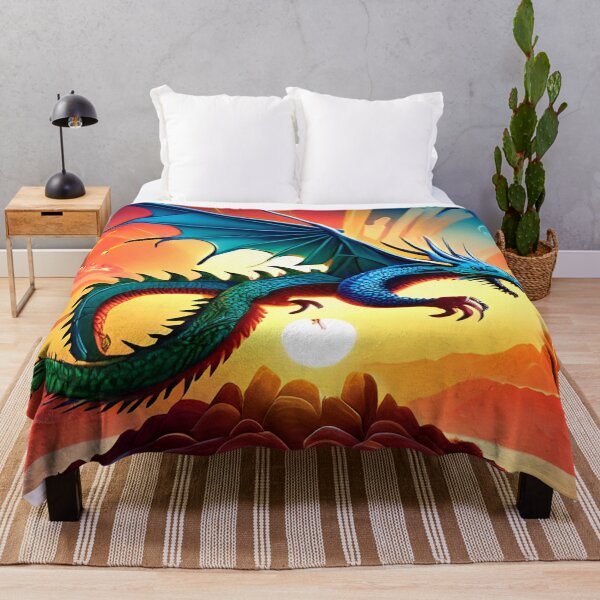 Item preview, Colorful Dragon Wallcovering Tapestry, duvet cover, throw blanket, shower curtain designed and sold by CharlottePlaceArt.