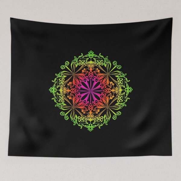Item preview, Floral botanical mandala, flower of life, red, pink, orange, yellow, green, rainbow bohemian mandala  designed and sold by hollycooper.