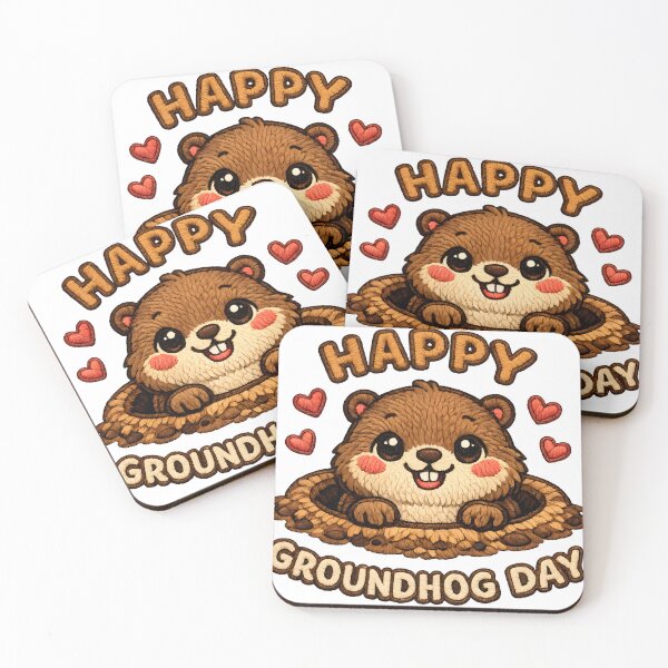 Item preview, Happy Groundhog Day Cute Embroidery Groundhog designed and sold by Design-KS.