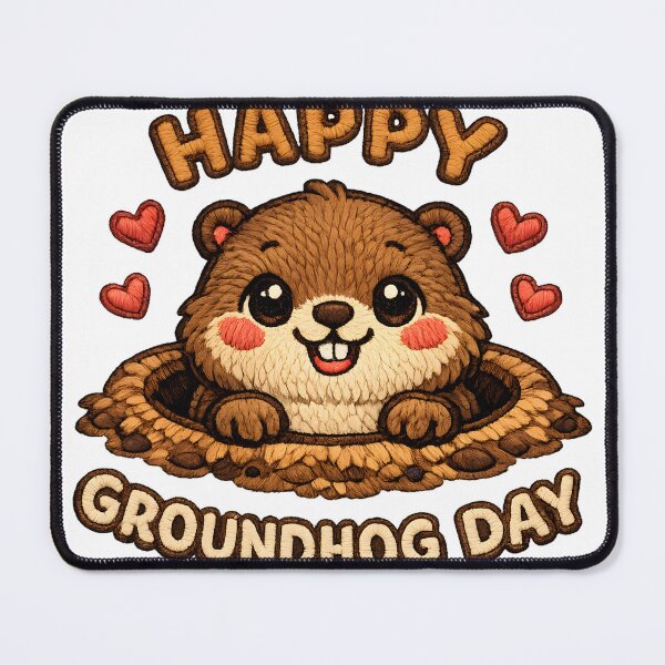 Item preview, Happy Groundhog Day Cute Embroidery Groundhog designed and sold by Design-KS.