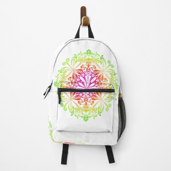 Item preview, Floral botanical mandala, flower of life, red, pink, orange, yellow, green, rainbow bohemian mandala designed and sold by hollycooper.