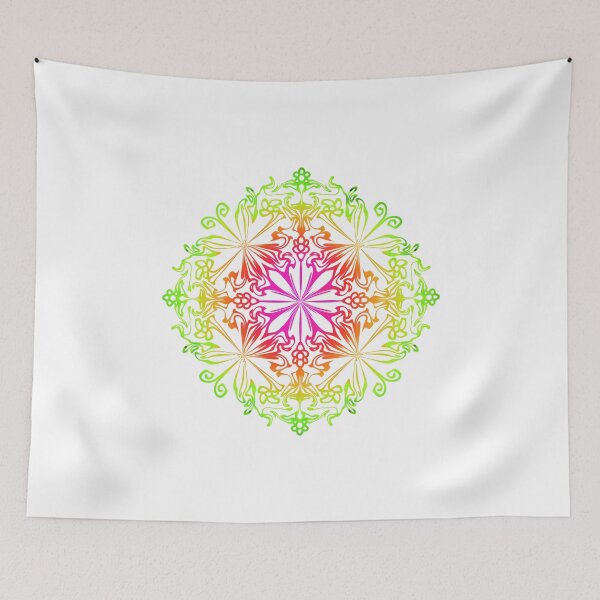 Item preview, Floral botanical mandala, flower of life, red, pink, orange, yellow, green, rainbow bohemian mandala  designed and sold by hollycooper.
