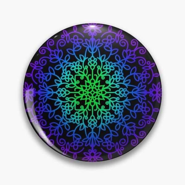 Item preview, Blue teal green mandala line floral botanical designed and sold by hollycooper.