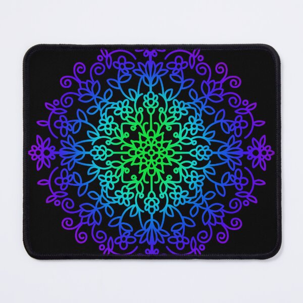 Item preview, Blue teal green mandala line floral botanical designed and sold by hollycooper.