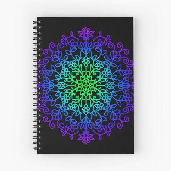 Item preview, Blue teal green mandala line floral botanical designed and sold by hollycooper.