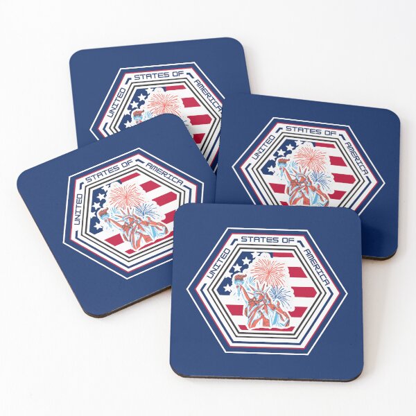 Item preview, Statue of Liberty Fireworks Hexagon Emblem – Patriotic Red White and Blue Design for Independence Day, Veterans, and Proud Americans designed and sold by GFamilyC.