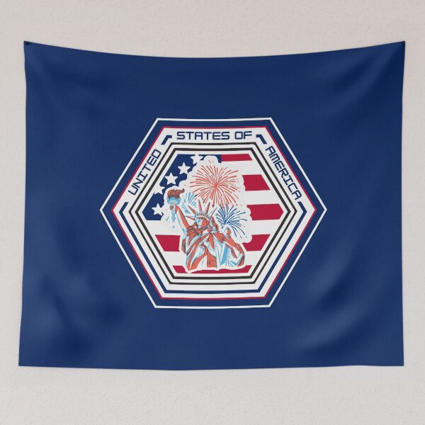 Item preview, Statue of Liberty Fireworks Hexagon Emblem – Patriotic Red White and Blue Design for Independence Day, Veterans, and Proud Americans designed and sold by GFamilyC.