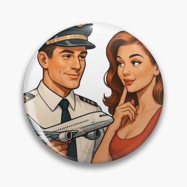 Item preview, Pilot and woman planning a trip with airplane model designed and sold by Creative88Art.