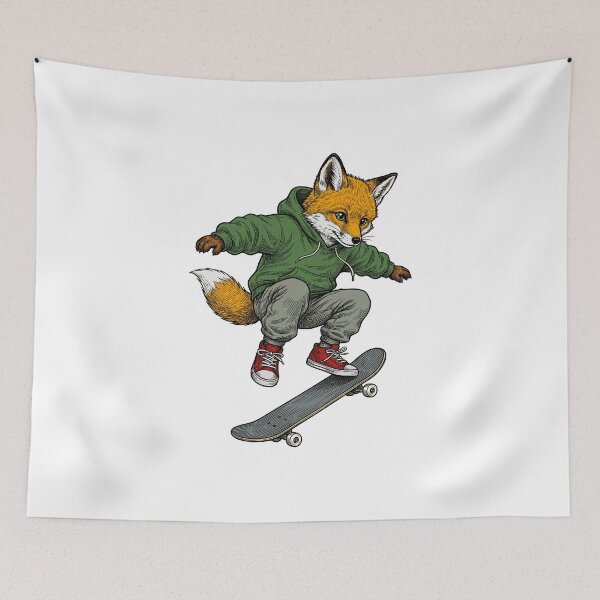 Item preview, A fox cub on a skateboard designed and sold by krabbaraban.
