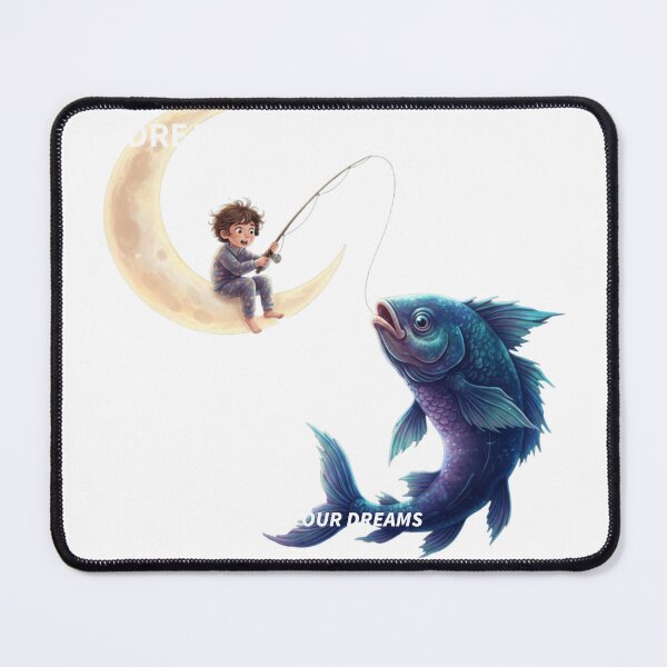 Item preview, Dream Big Catch Your Dreams - Magical Boy Fishing on the Moon Art designed and sold by NEON ALLEY.