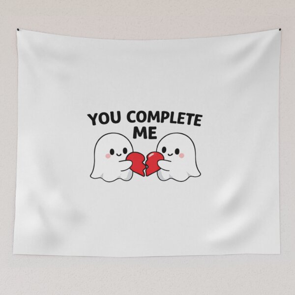 Item preview, Cute Ghost Couple “You Complete Me” – Romantic Valentine Heart Design designed and sold by Design by Anthony .