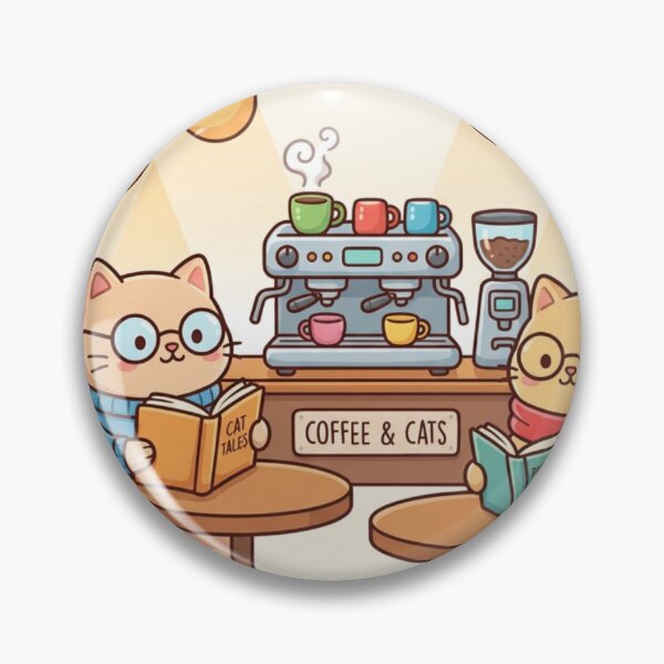 Artikelvorschau, Illustration für das Café „Coffee & Cats“ – Wandbild für eine Leseecke mit einer gelehrten Katze – Verspielte Dekoration von Purr-fect Brews entworfen und verkauft von HappySproutArt.