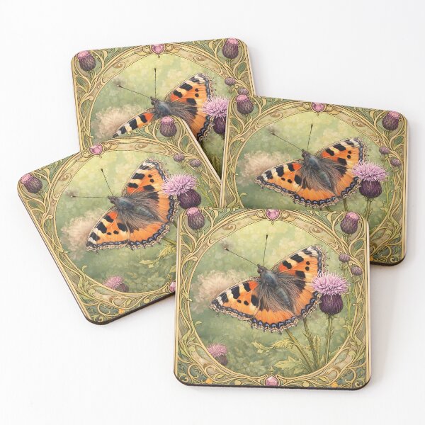 Item preview, Butterfly and Thistle Art Nouveau designed and sold by cuprum.