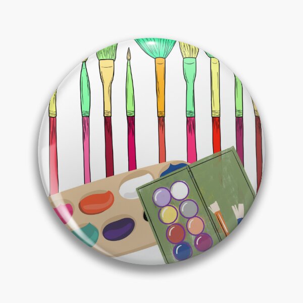 Item preview,  Colorful Art Brushes and Paint Palette Illustration designed and sold by GoldenSparkleShop.