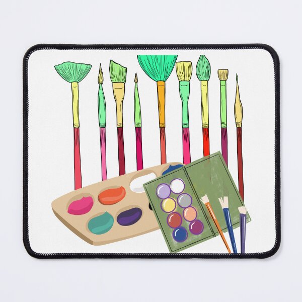 Item preview,  Colorful Art Brushes and Paint Palette Illustration designed and sold by GoldenSparkleShop.