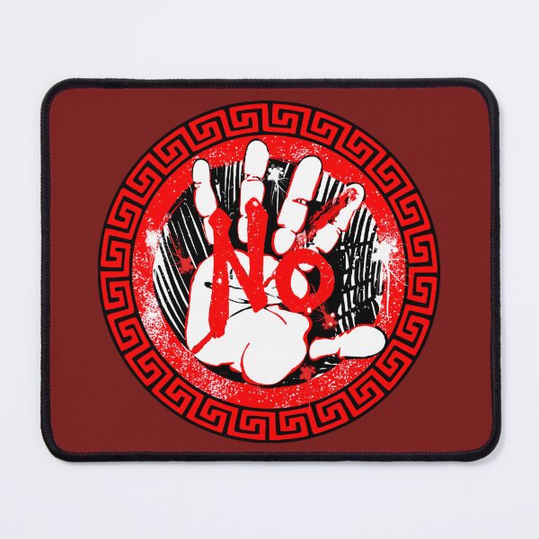 Item preview, Iconic No - Grunge Hand with Red and Black Greek Key Border designed and sold by Italian Ink Studio.