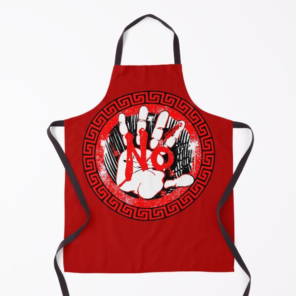 Item preview, Iconic No - Grunge Hand with Red and Black Greek Key Border designed and sold by Italian Ink Studio.