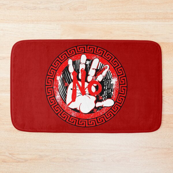 Item preview, Iconic No - Grunge Hand with Red and Black Greek Key Border designed and sold by Italian Ink Studio.