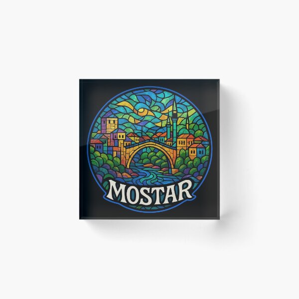 Item preview, Mostar Bosnia And Herzegovina Stained Glass Art designed and sold by TomFrontierArt.